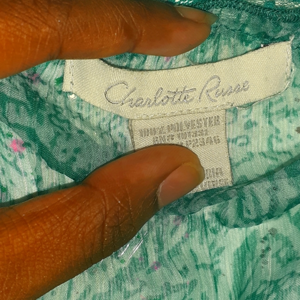 Charlotte Russe hunter green lace puff top